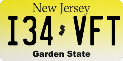 NJ license plate I34VFT