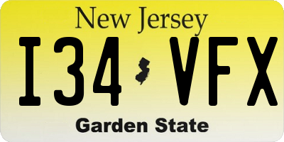 NJ license plate I34VFX