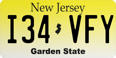 NJ license plate I34VFY