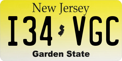 NJ license plate I34VGC