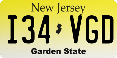 NJ license plate I34VGD