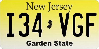 NJ license plate I34VGF
