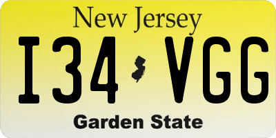NJ license plate I34VGG
