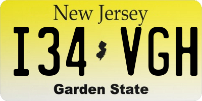NJ license plate I34VGH