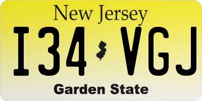 NJ license plate I34VGJ