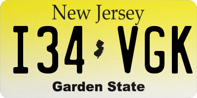 NJ license plate I34VGK