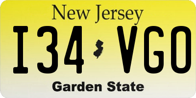 NJ license plate I34VGO