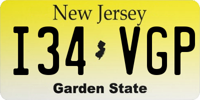 NJ license plate I34VGP
