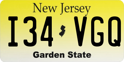 NJ license plate I34VGQ