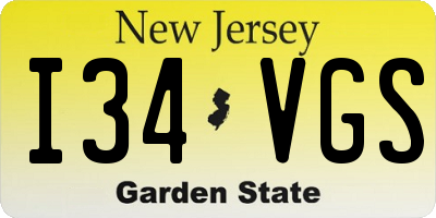 NJ license plate I34VGS