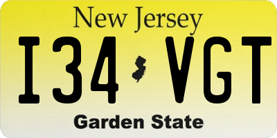 NJ license plate I34VGT