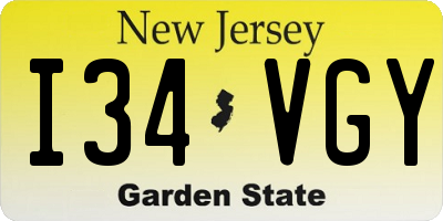 NJ license plate I34VGY