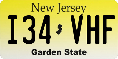 NJ license plate I34VHF
