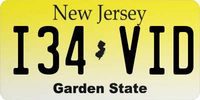 NJ license plate I34VID
