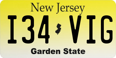 NJ license plate I34VIG