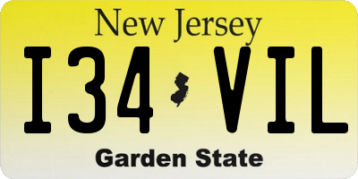 NJ license plate I34VIL