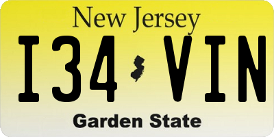 NJ license plate I34VIN
