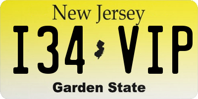 NJ license plate I34VIP
