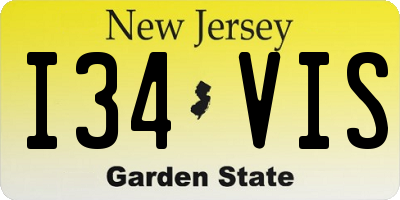 NJ license plate I34VIS