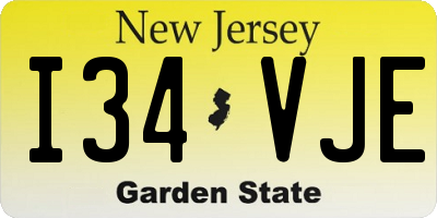 NJ license plate I34VJE