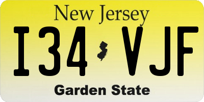 NJ license plate I34VJF