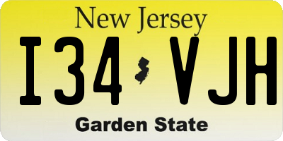 NJ license plate I34VJH