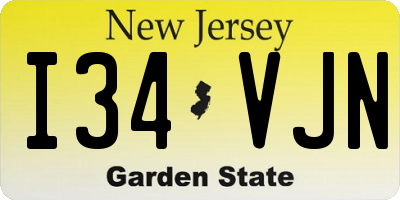 NJ license plate I34VJN
