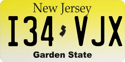 NJ license plate I34VJX