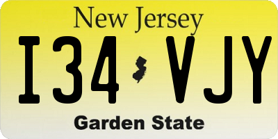 NJ license plate I34VJY