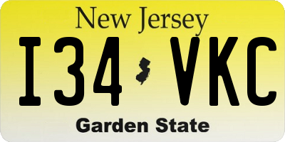 NJ license plate I34VKC