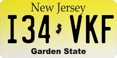 NJ license plate I34VKF