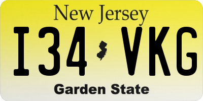 NJ license plate I34VKG