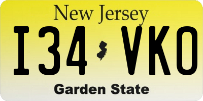 NJ license plate I34VKO