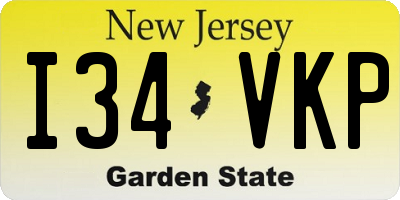 NJ license plate I34VKP