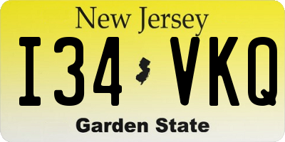 NJ license plate I34VKQ