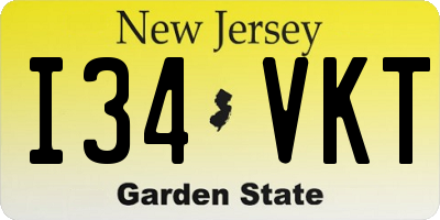 NJ license plate I34VKT