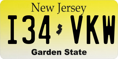 NJ license plate I34VKW