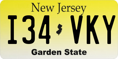 NJ license plate I34VKY