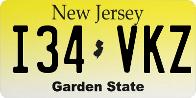 NJ license plate I34VKZ