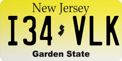 NJ license plate I34VLK
