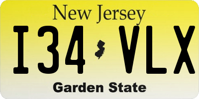 NJ license plate I34VLX