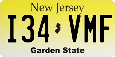 NJ license plate I34VMF