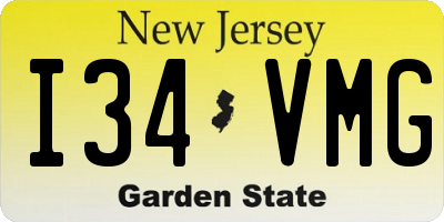 NJ license plate I34VMG