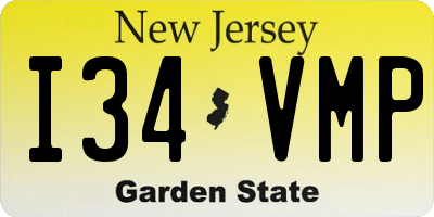 NJ license plate I34VMP