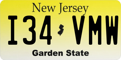 NJ license plate I34VMW