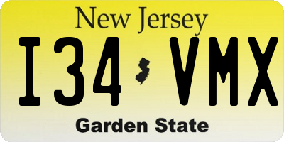 NJ license plate I34VMX