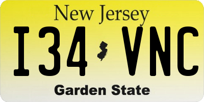 NJ license plate I34VNC