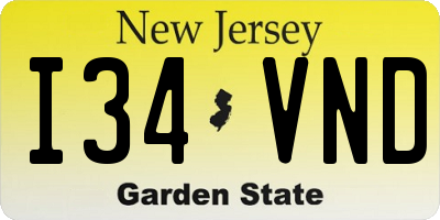 NJ license plate I34VND