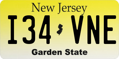 NJ license plate I34VNE