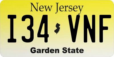 NJ license plate I34VNF